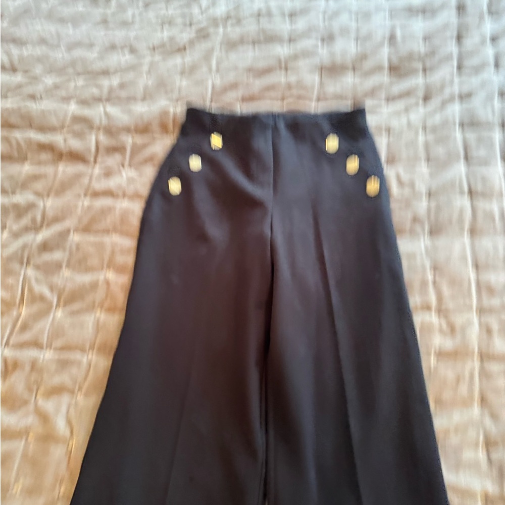 NWOT Spanx Black Gold Button Trouser S